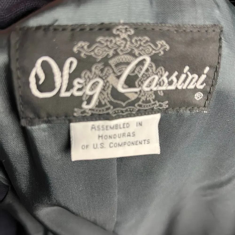 Oleg Cassini Women’s Navy Blue Double Breasted Blazer 12 Career Office Academia - Picture 7 of 8